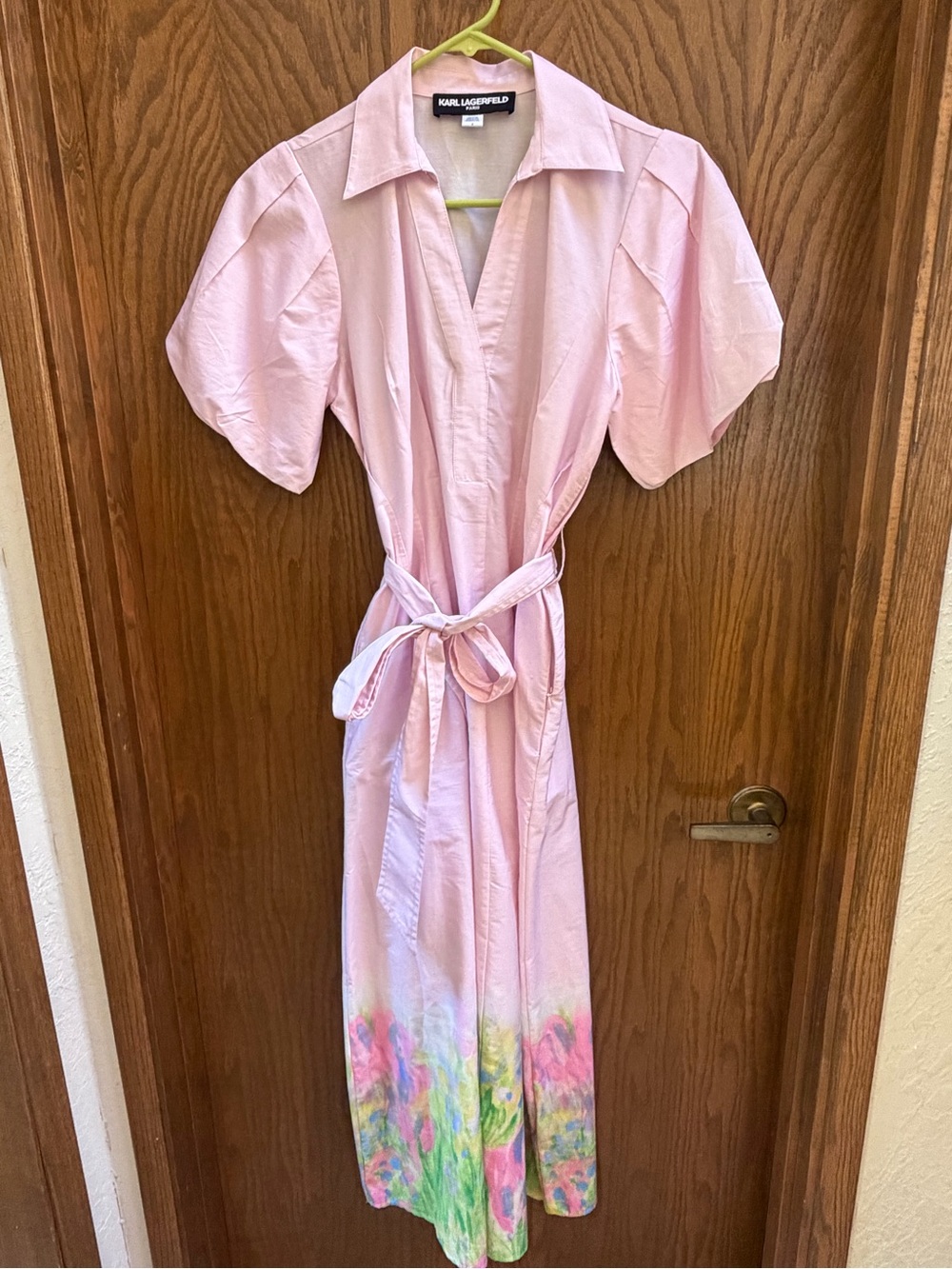Karl Lagerfeld Pink Maxi Dress with Floral Border - Picture 4 of 6